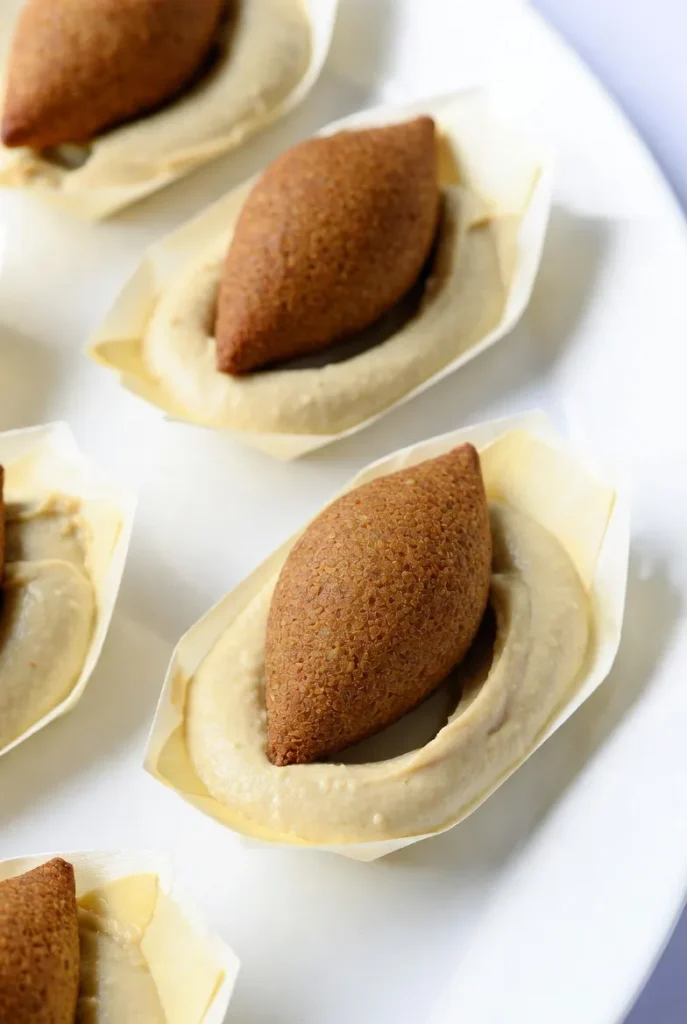 Kibbeh Balls in Hummus Mini Boats