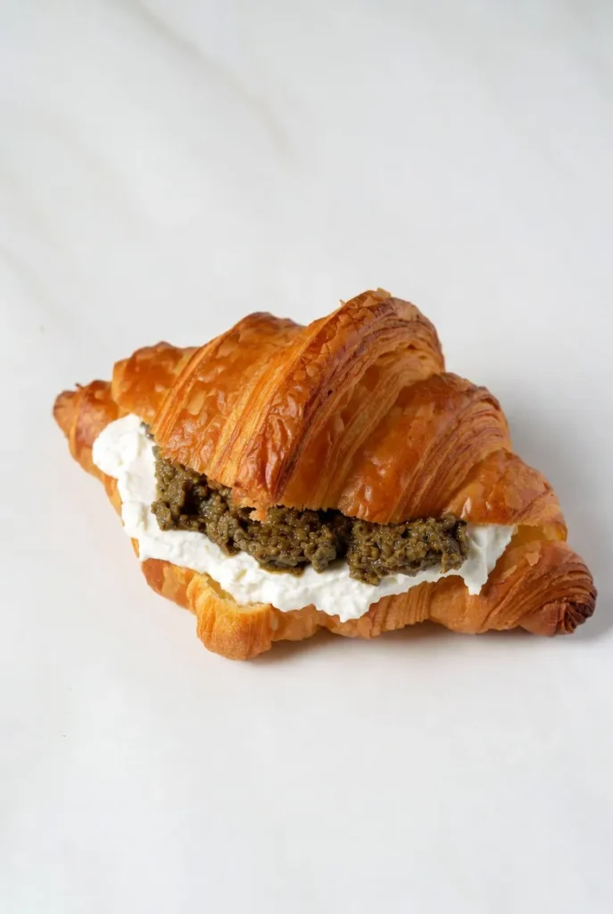 Mini Croissant Stuffed with Labneh & Olive Paste