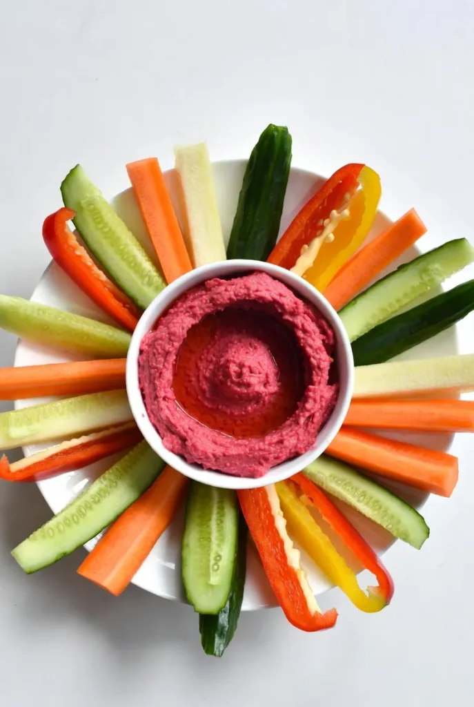 Crudites and Beetroot Hummus Dip