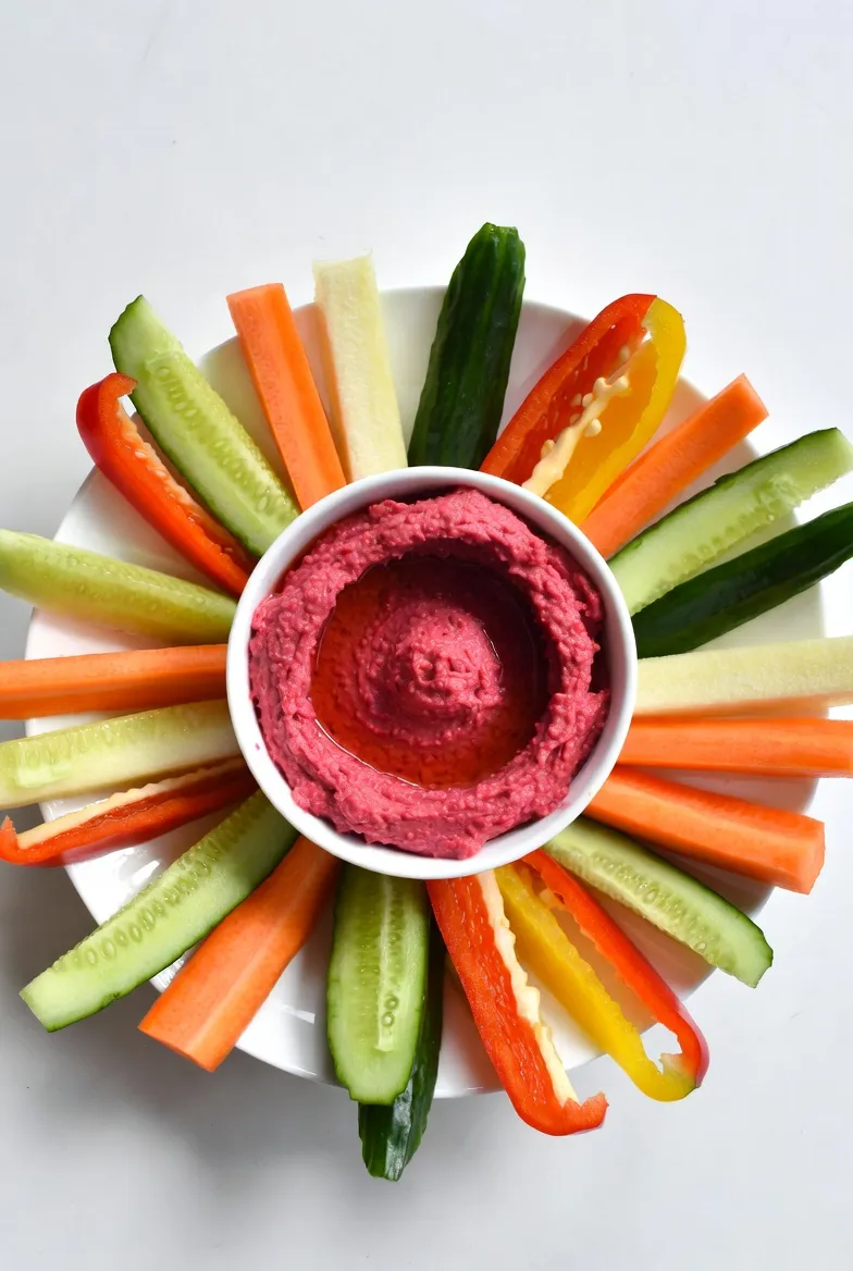 Crudites and Beetroot Hummus Dip