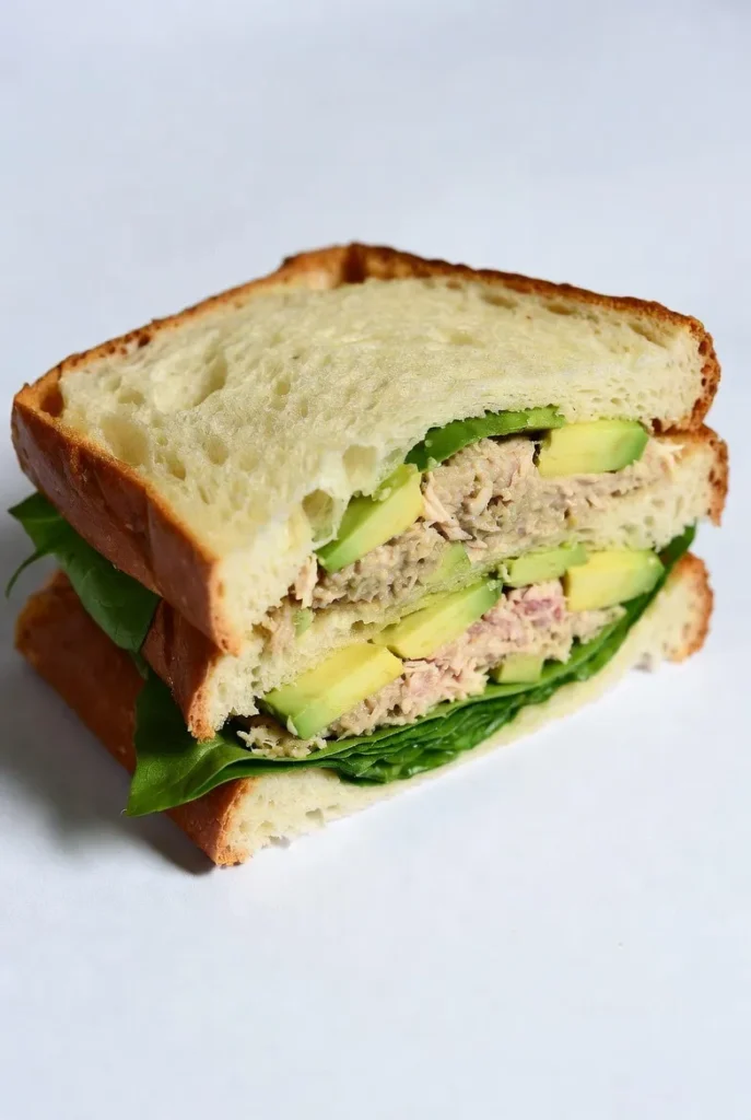 Tuna Avocado Club Sandwich in Brioche Pain De Mie