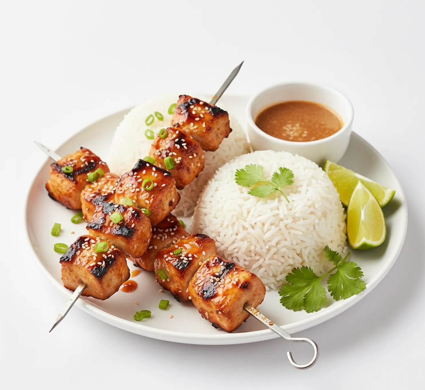 Asian Chicken Skewers with Rice