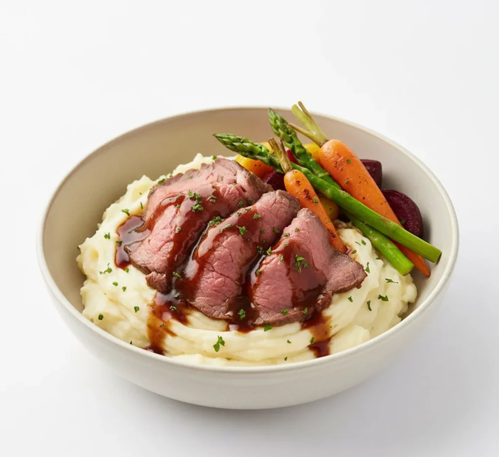 Mashed Potato with Roast Beef and Veggies